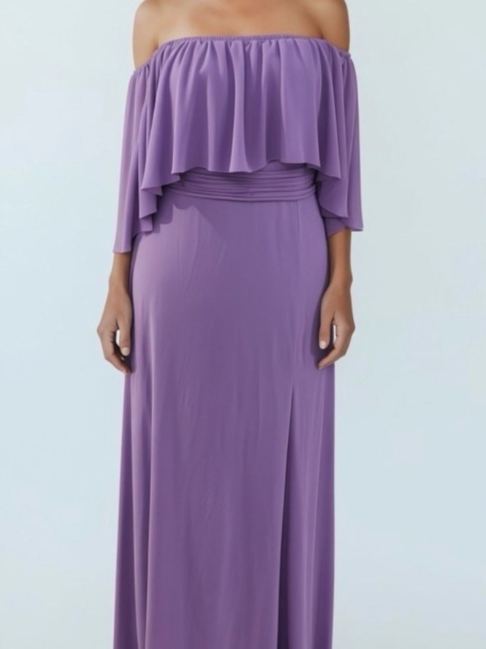 Ever Pretty Lavender Strapless Ruffle Maxi Dress